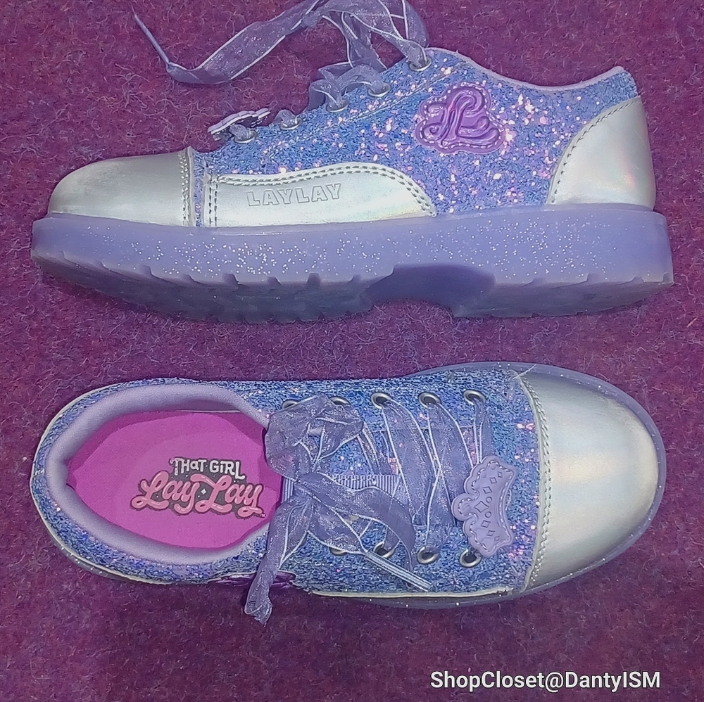 That Girl Lay Lay Kids Glitter Sneakers - Purple Iridescent